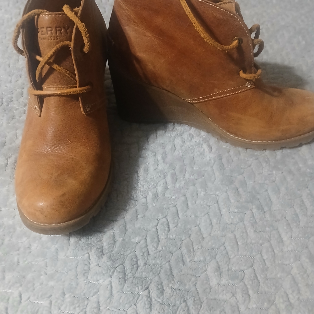 Sperry Brown Wedge Ankle Boots